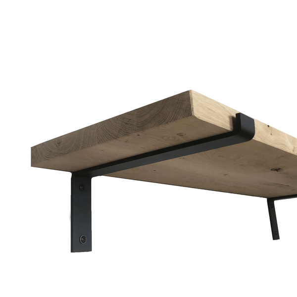 The Industrial L-Shaped Shelf Brackets with Oak Shelf - 30 cm