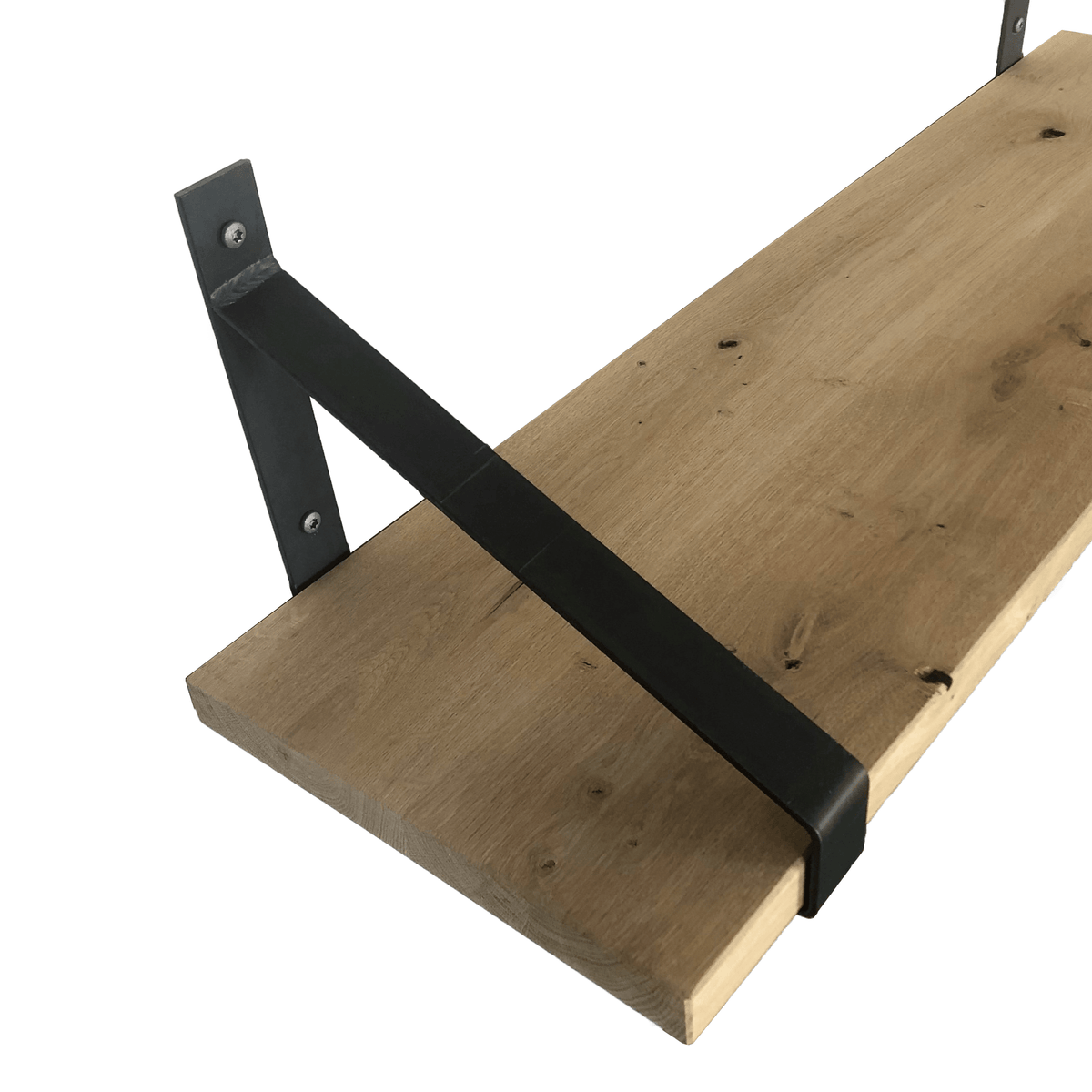 The Industrial Shelf Brackets with Oak Shelf - 30 cm