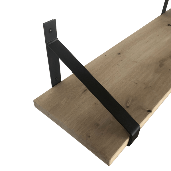 The Industrial Shelf Brackets with Oak Shelf - 30 cm
