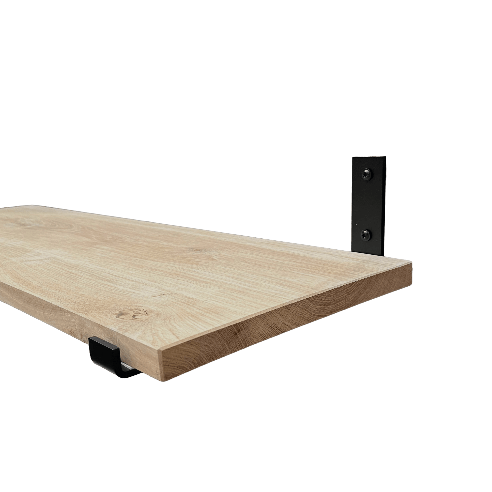 The Industrial L-shaped Shelf Brackets UP with Oak Shelf - 35 cm