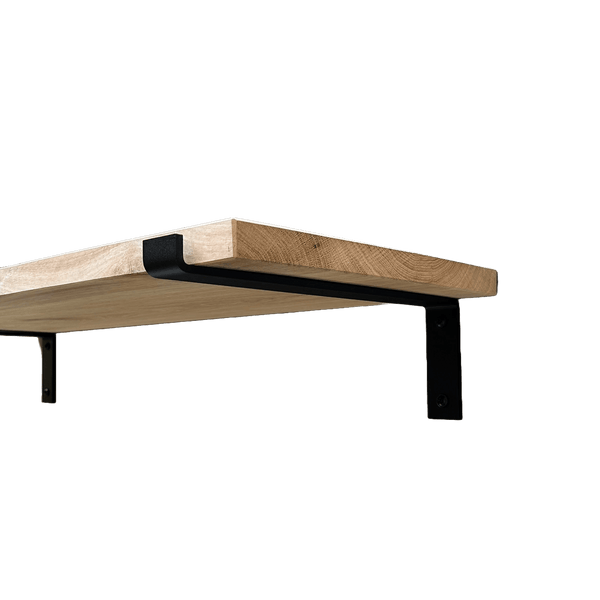 The Industrial L-shaped Shelf Brackets with Oak Shelf - 35 cm