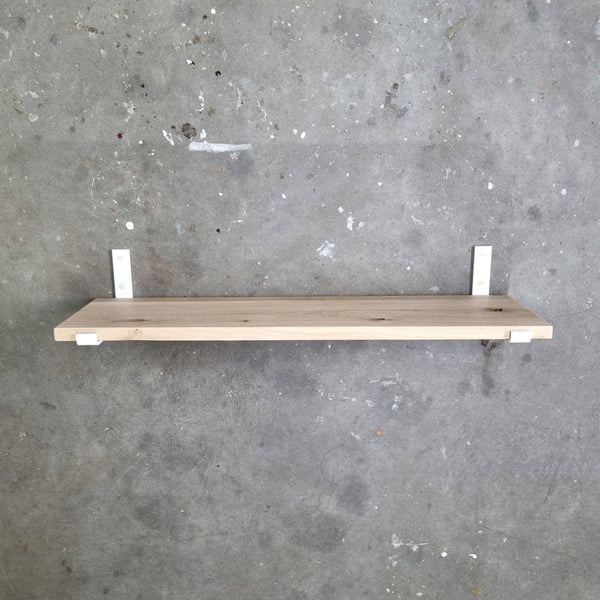Soportes de estante en forma de L industriales con estante de roble - 30 cm