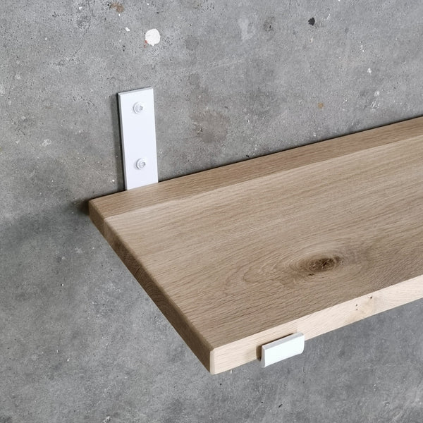 Soportes de estante en forma de L industriales con estante de roble - 30 cm