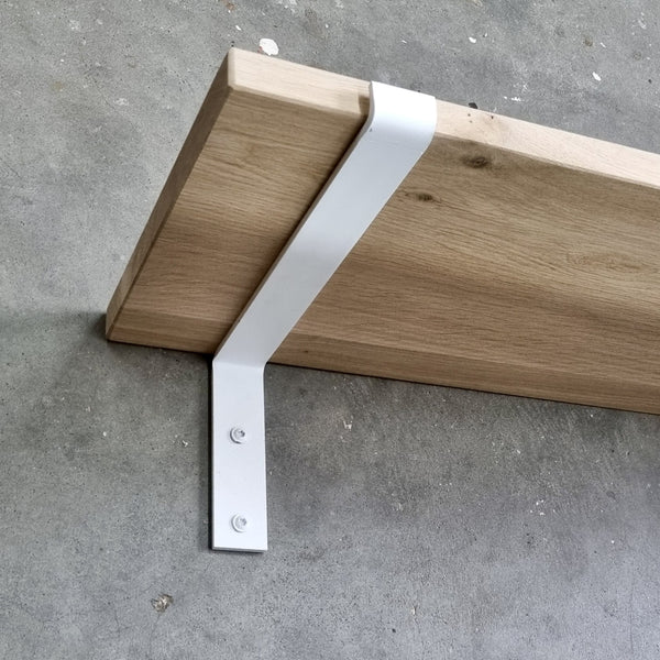 The Industrial L-Shaped Shelf Brackets with Oak Shelf - 30 cm