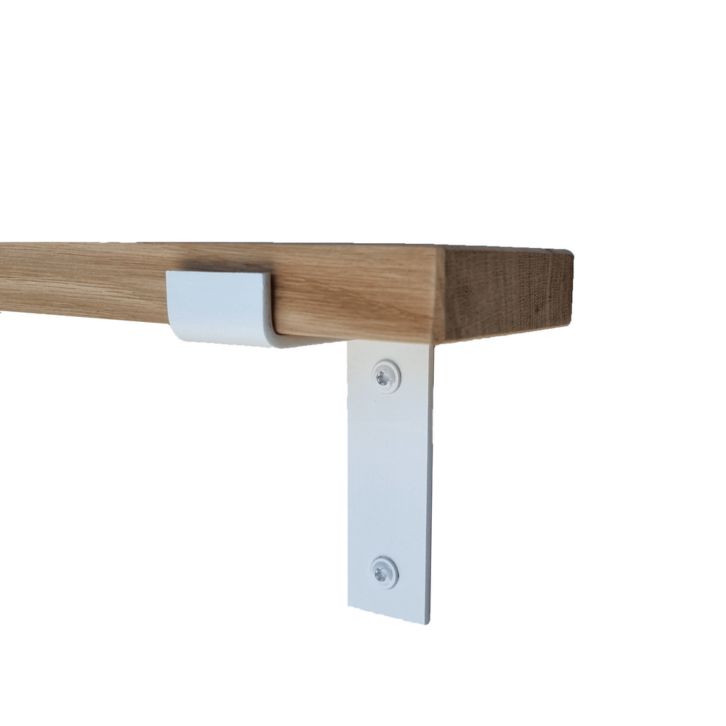 The Industrial L-Shaped Shelf Brackets Matte White – 10 cm
