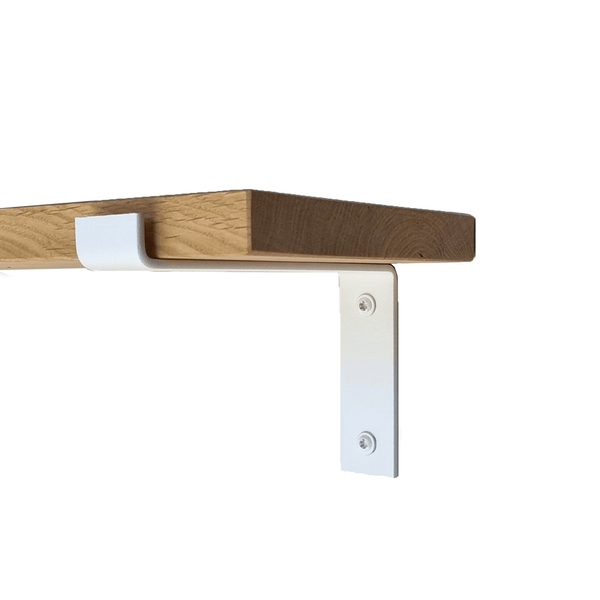 The Industrial L-Shaped Shelf Brackets Matte White – 20 cm
