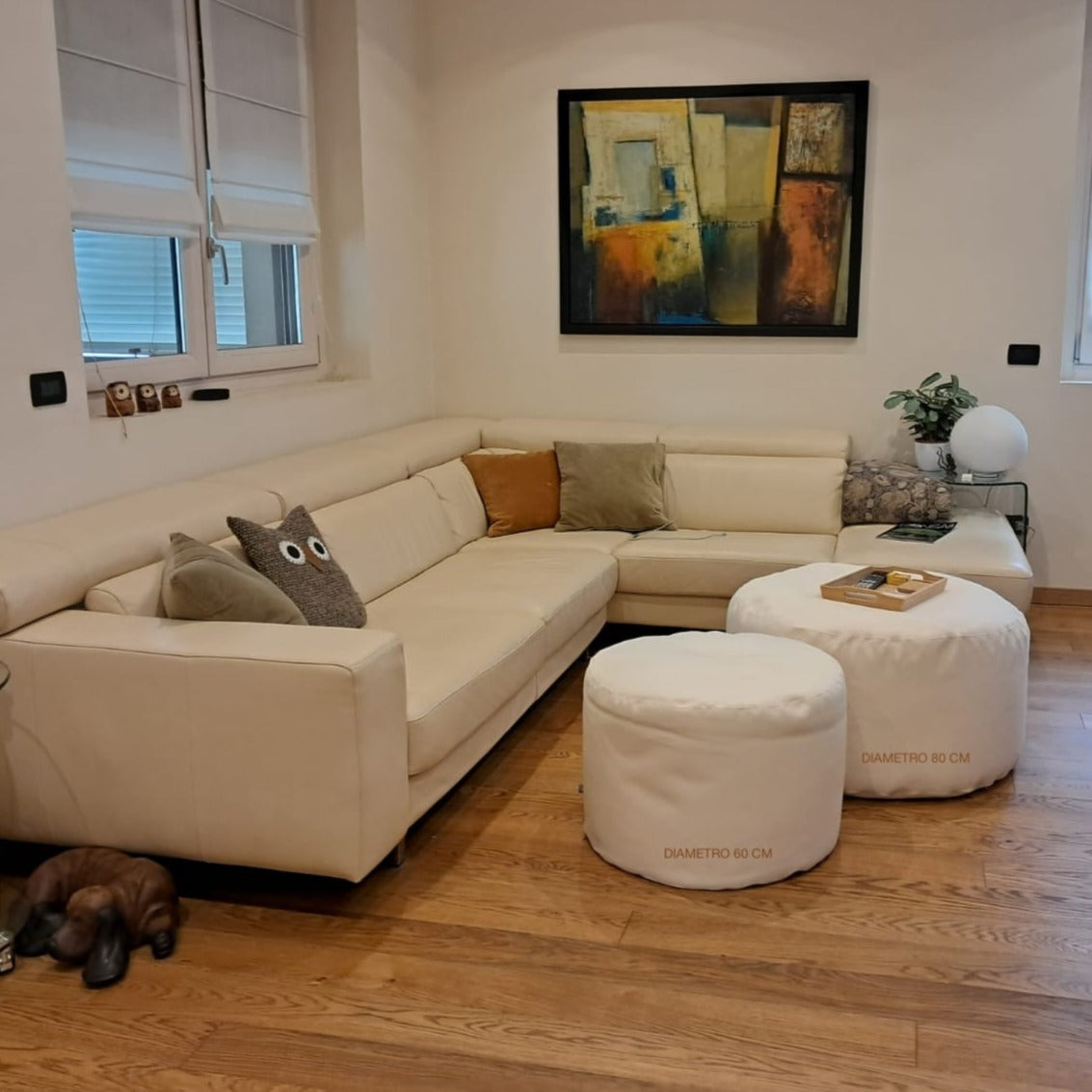 SOFT CHILL 60, Pouf Sacco Rotondo in Cotone Sfoderabile 60 x h42