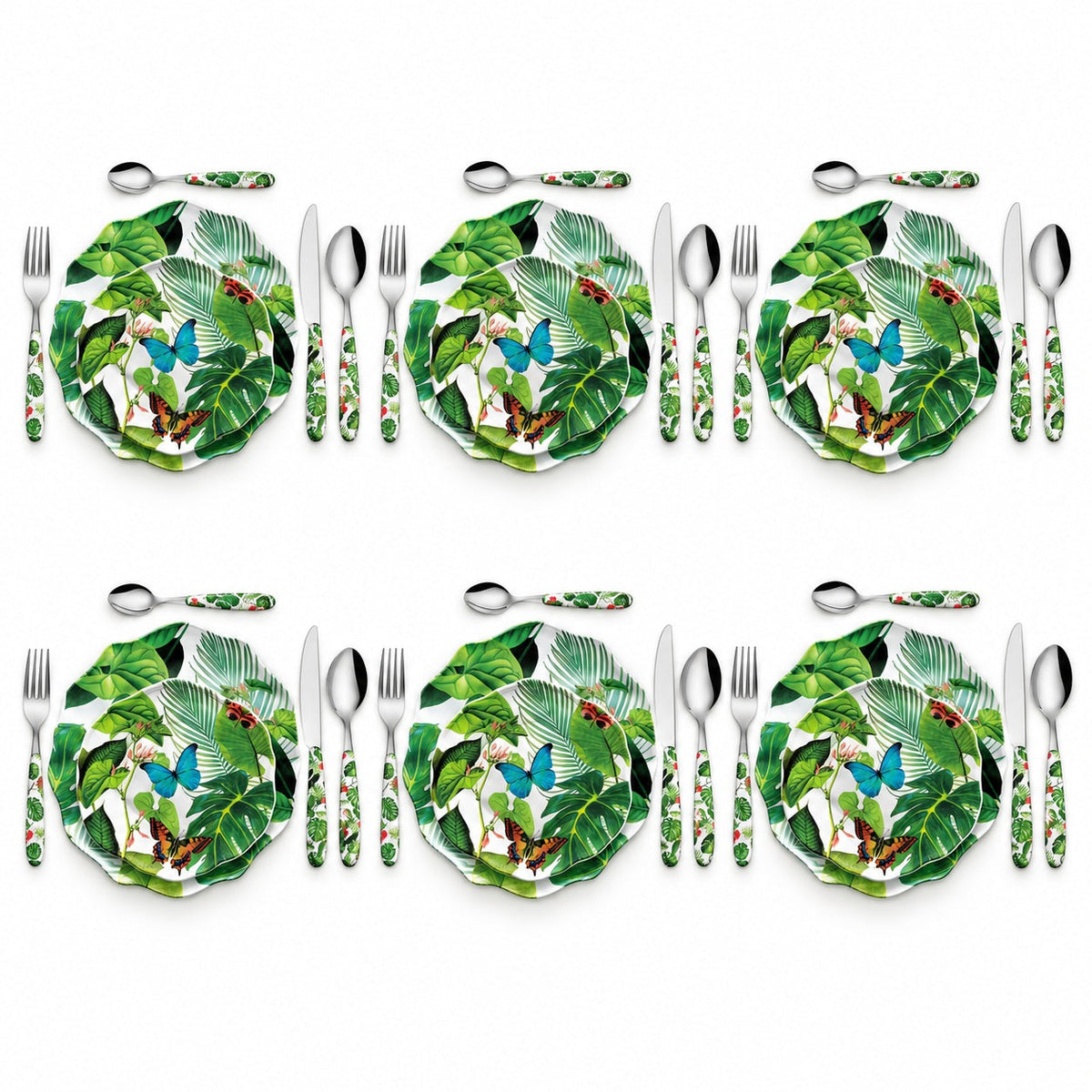 Touch-MeL York Floreale, tavola per 6 con 24 posate, composizione illustrativa ricostruita