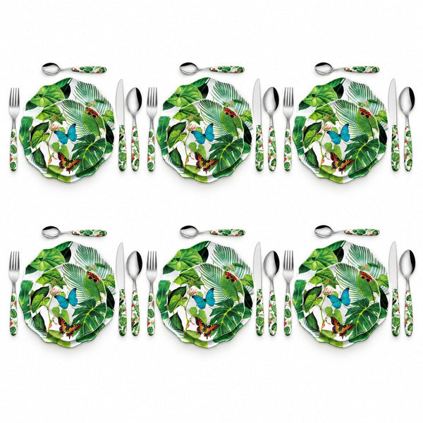 Touch-MeL York Floreale, tavola per 6 con 24 posate, composizione illustrativa ricostruita