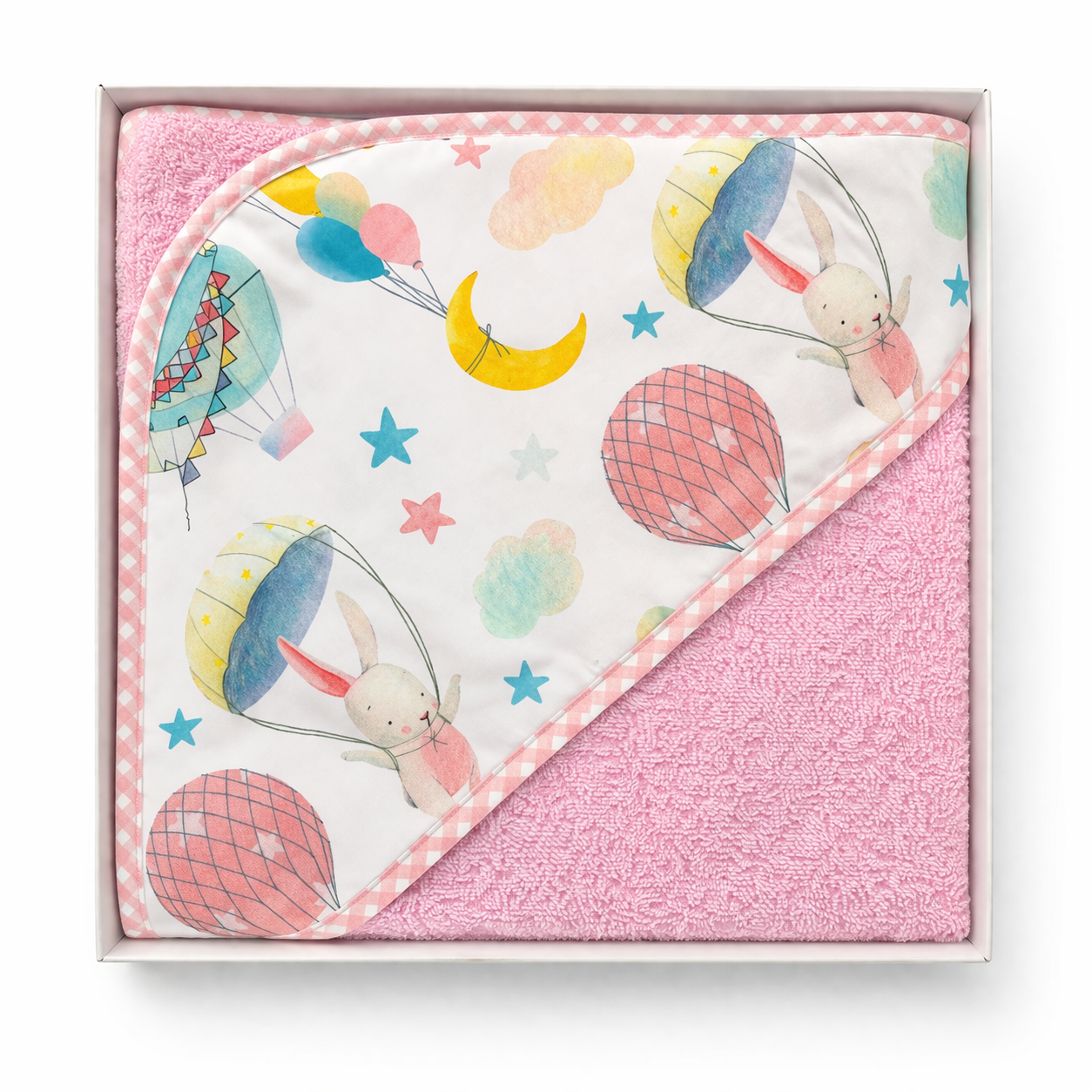 Cotton Towel 75x75cm - Pattern - Bunny and Balloon