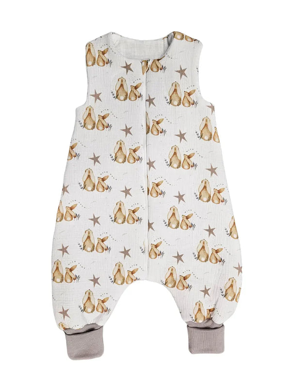 Muslin sleeping bag with legs and filling - Bunny and the star