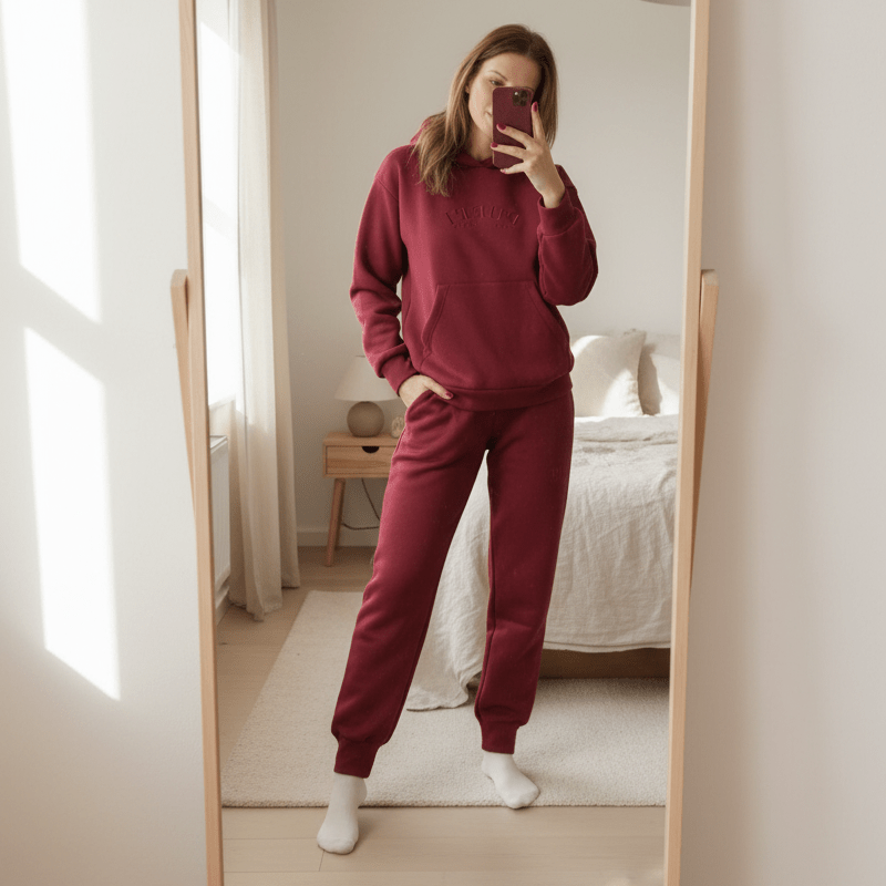 Ženske hlače COZY - Bordo Rdeče - PUFFI