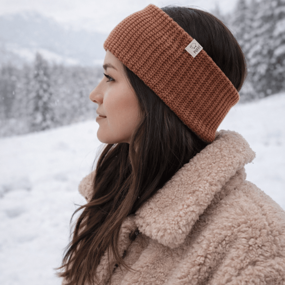 Zimski trak pleten podložen - KAMELJA - PUFFI