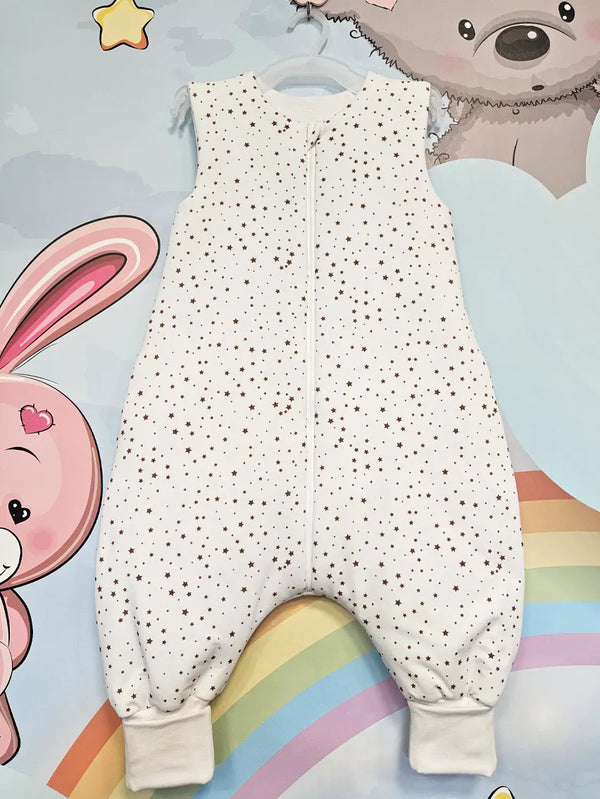 Thick cotton sleeping bag with legs and filling - Little brown stars
