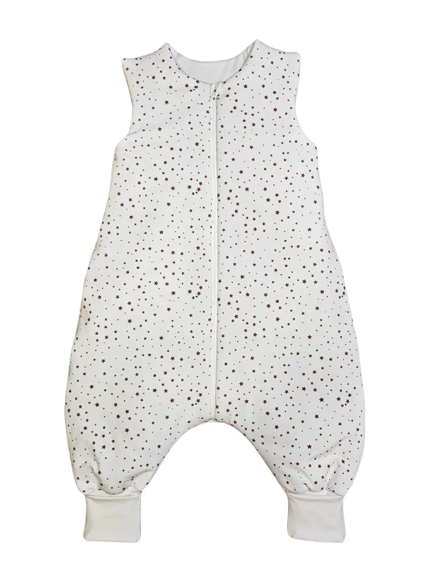 Thick cotton sleeping bag with legs and filling - Little brown stars