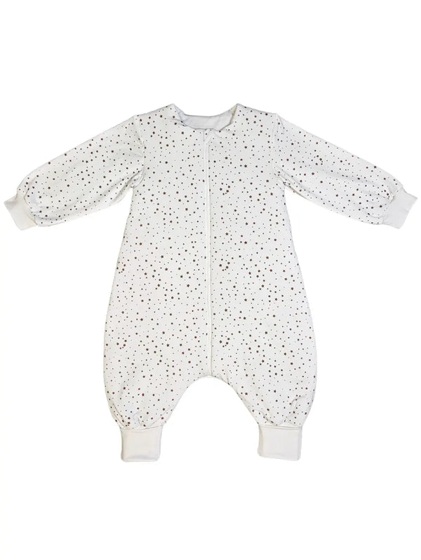 Cotton sleeping bag with legs, sleeves, and filling - Little brown stars